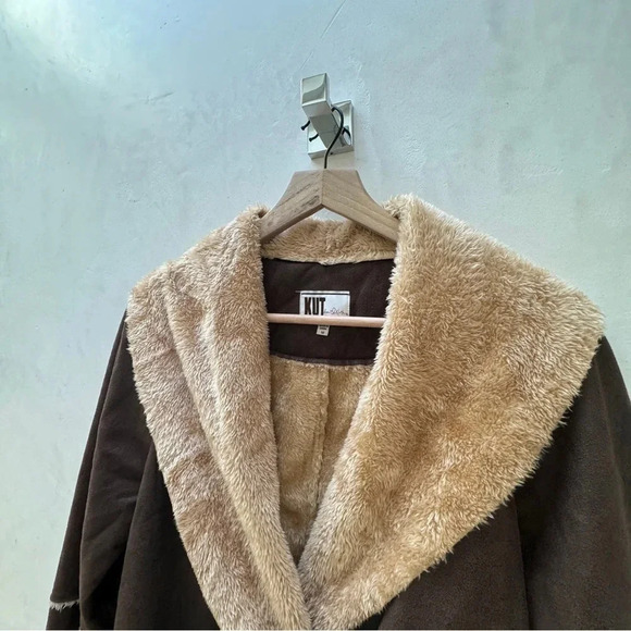 Kut From The Kloth || Bryton Faux Suede and Shearling Jacket Brown Medium - Picture 8 of 13